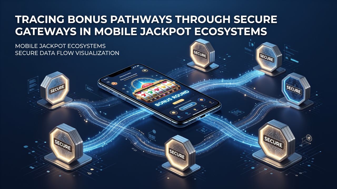 Diagram van dataflow tussen mobiele apparaten en jackpot-servers via gateways